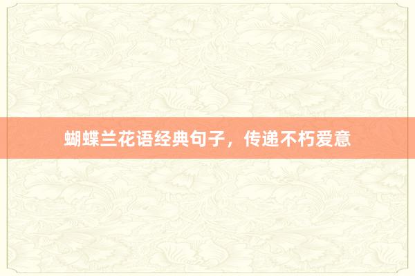 蝴蝶兰花语经典句子，传递不朽爱意