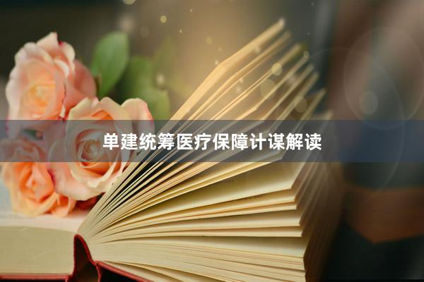 单建统筹医疗保障计谋解读